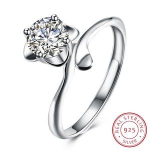 Zircon Rose Sterling Silver Ring